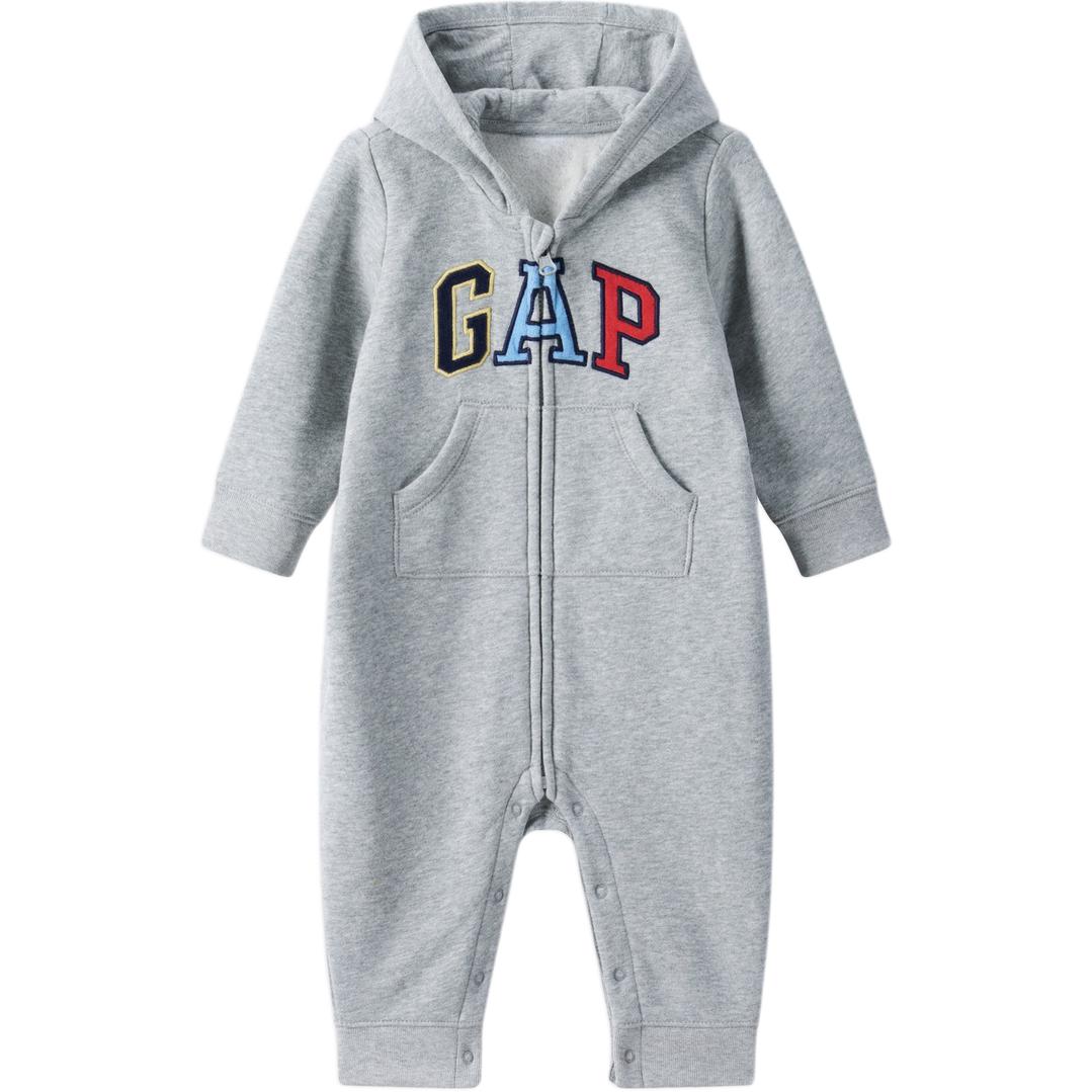 

Многоцветный логотип Bear Ear с капюшоном для младенцев и малышей GAP, светло-серый