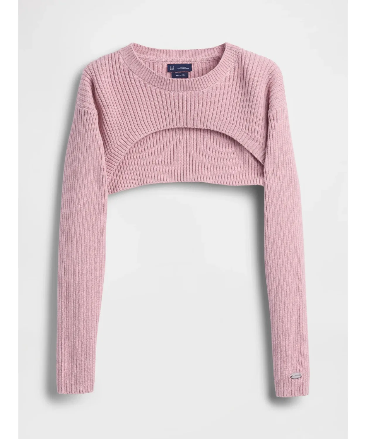 Свитер-болеро из хлопка, свободный крой, Gap, 100% хлопок, розовый