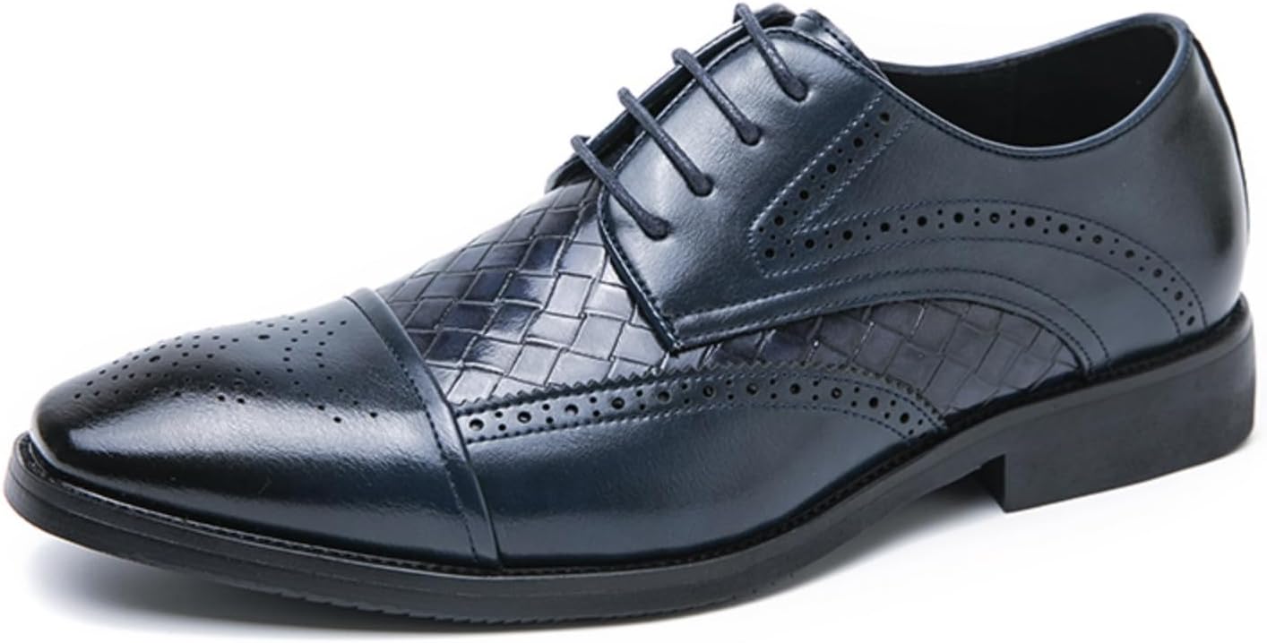 

Мужские винтажные туфли-оксфорды из кожи с текстурой под камень Qwuieoin, синий