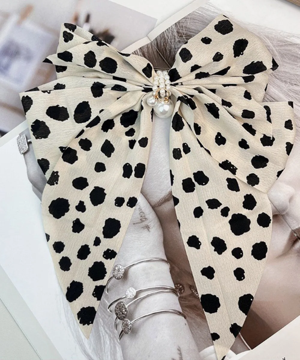 Заколка для волос с лентой в клетку «гусиная лапка» Miniministore, Leopard