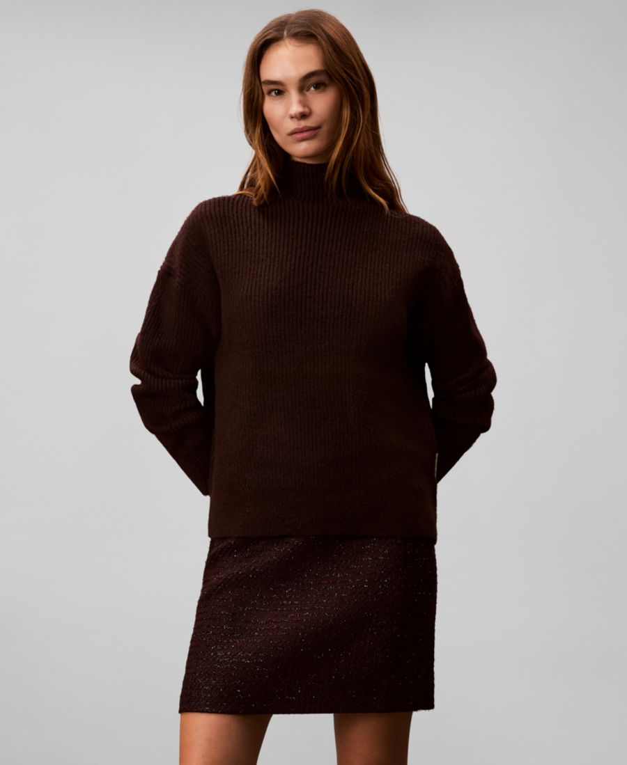 

Женский свободный свитер с высоким воротником Calvin Klein, Mocha Brown