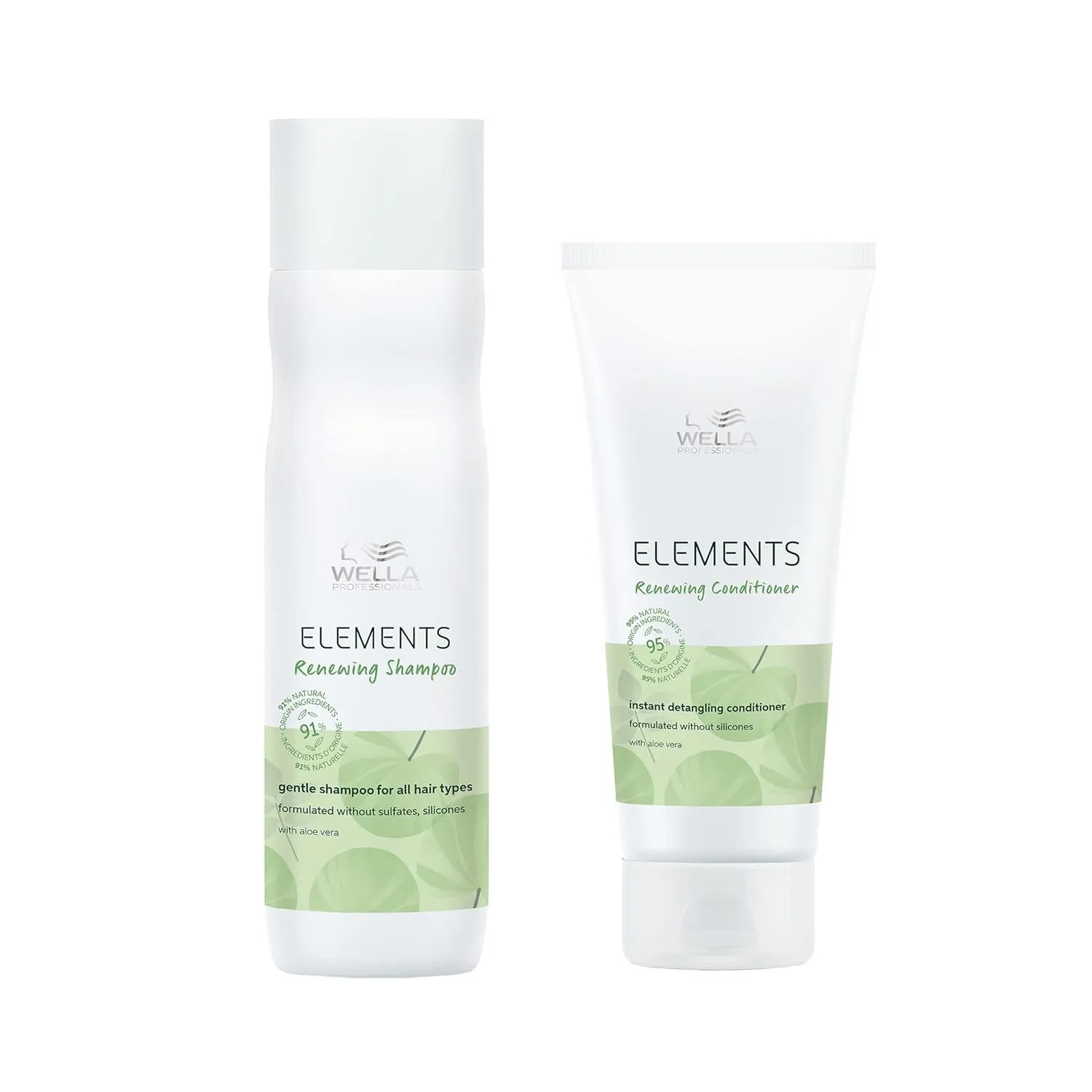 Набор шампуня и кондиционера Wella Professionals Elements Renewing, без сульфатов и силиконов, мгновенное распутывание, подходит для всех типов волос, розничные размеры.