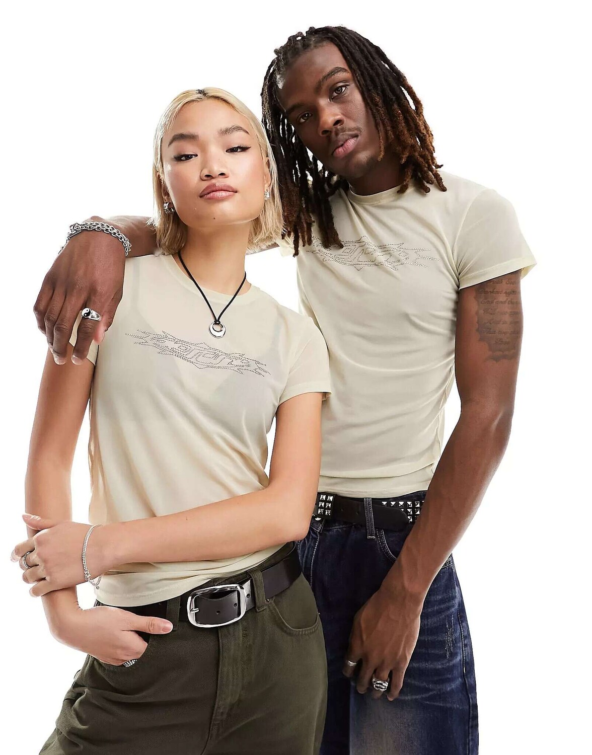 

Бежевая приталенная футболка из сетки унисекс Conan со стразами Weekday, Бежевый, Бежевая приталенная футболка из сетки унисекс Conan со стразами Weekday