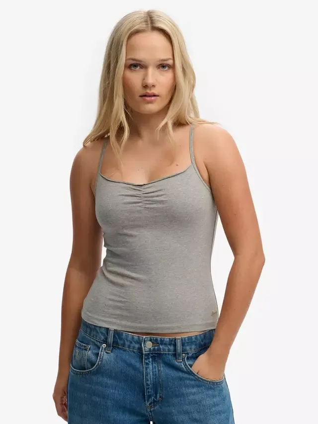 Спортивный топ-майка со сборками Superdry, Grey Marl