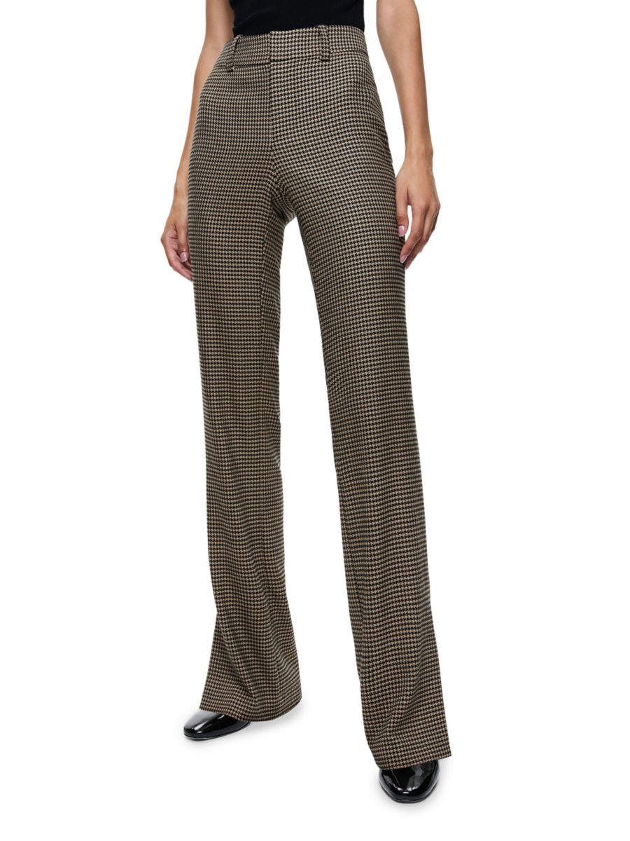 

Новые узкие брюки-клеш Olivia Houndstooth Alice + Olivia, цвет Camel Black
