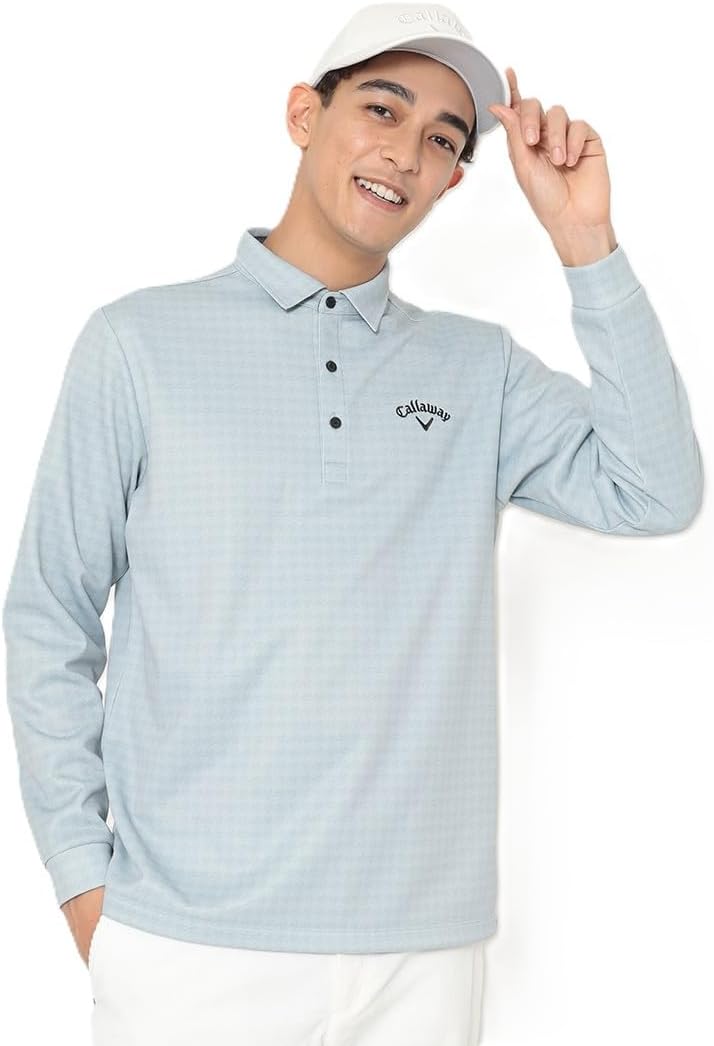 

Мужская рубашка-поло с длинным рукавом Callaway C25233115, на флисовой подкладке, сохраняет тепло, клетчатый узор «гусиная лапка», теплая, для гольфа, серый