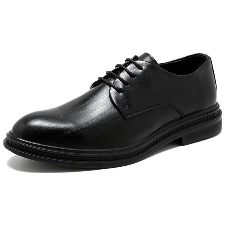 WEISHIBANGWEI Мужские туфли для костюма с черной скрытой платформой, цвет Black Hidden Wedge — фото 2