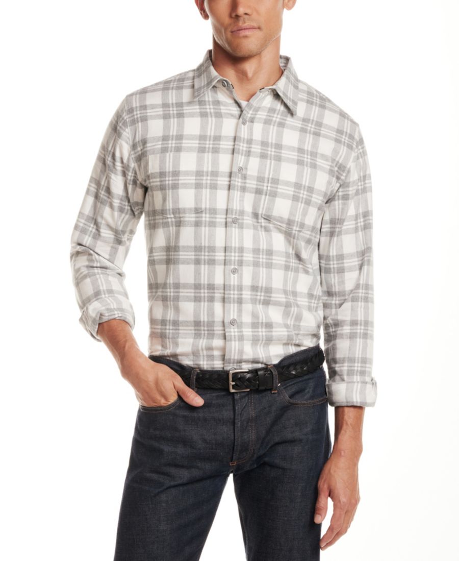 

Мужская рубашка с длинными рукавами из мягкой фланели Vintage & Black, White Plaid