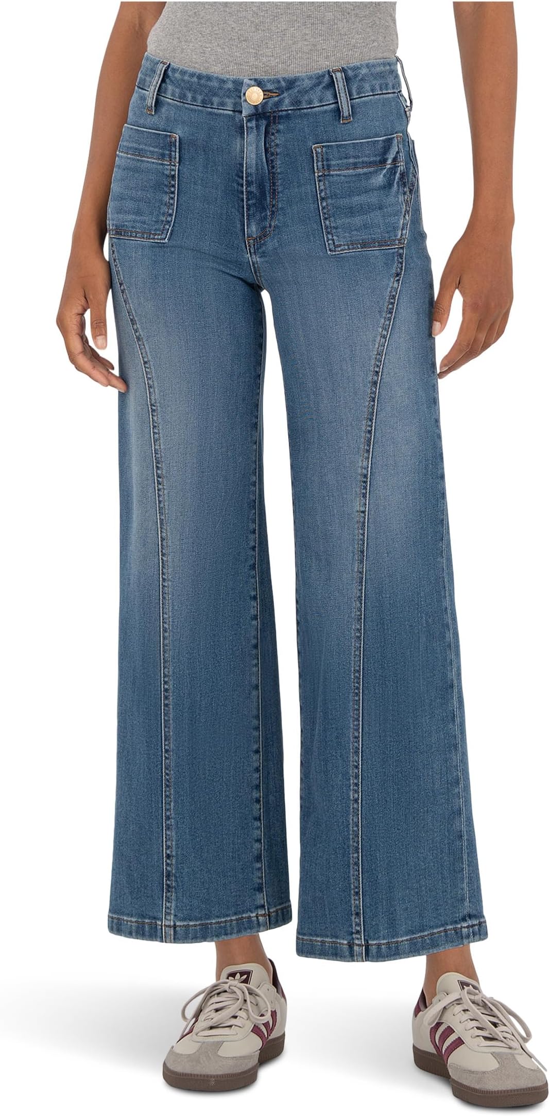 

Джинсы KUT from the Kloth Charlotte High Rise Wide Leg Front Seam Patch Pockets, цвет Vibrant