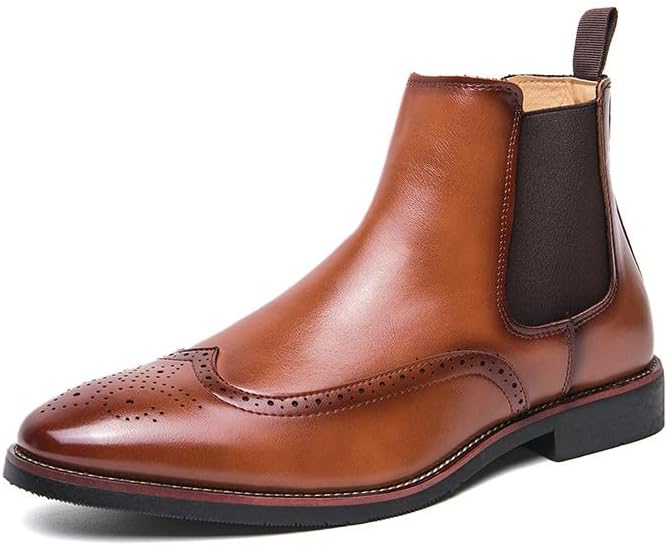 

Мужские ботинки Chelsea Santimon с крыльями, дышащие, слипоны, повседневные ботинки до щиколотки для мужчин, коричневый