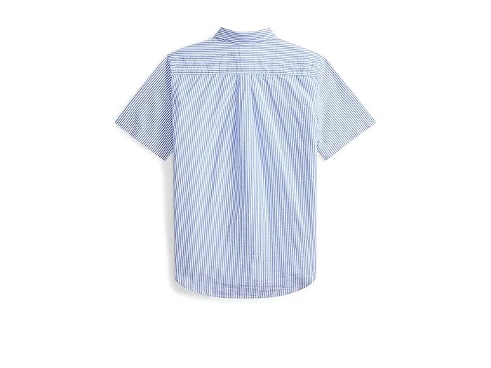 Рубашка поло из хлопка сейрсакер полосатая Polo Ralph Lauren Kids, Nantucket Red/Deckwash White — фото 2