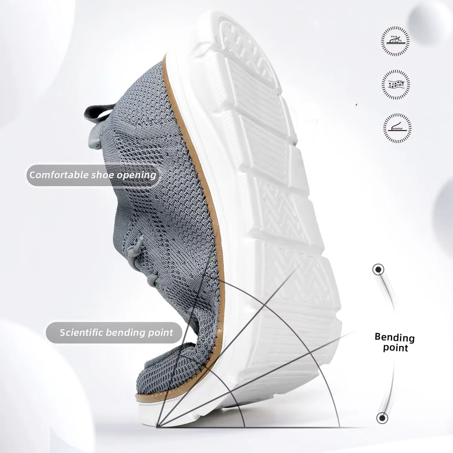 

Мужские слипоны-лоферы Удобные ботинки для прогулок Повседневные кроссовки из сетки Бизнес-оксфорды Легкая рабочая обувь с мягкой подошвой Vooncosir, серый