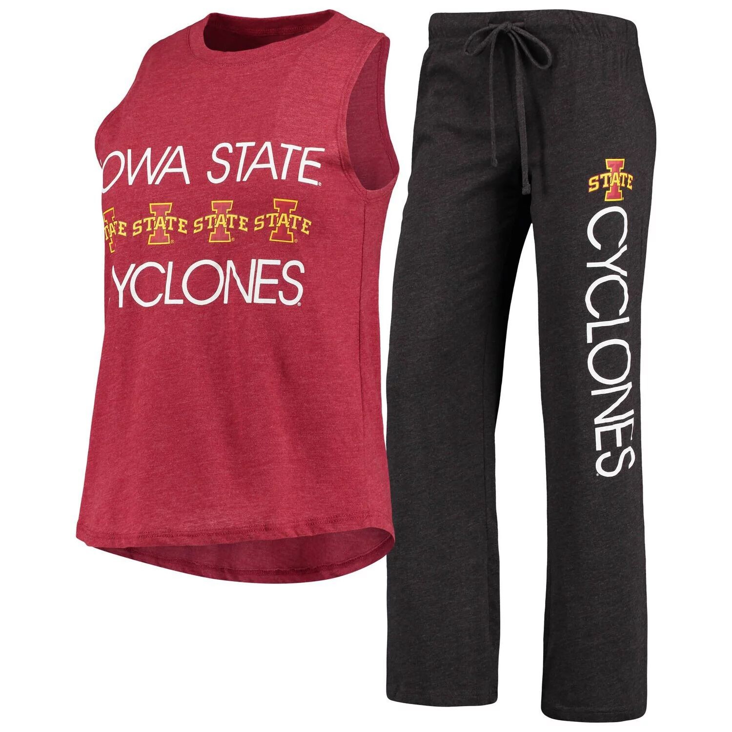 

Женский комплект для сна на бретелях и брюках Concepts Sport Cardinal/Black Iowa State Cyclones Team