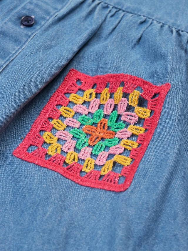 Детское платье-рубашка Kimberley из чистого органического хлопка Frugi, Denim Blue/Multi — фото 3