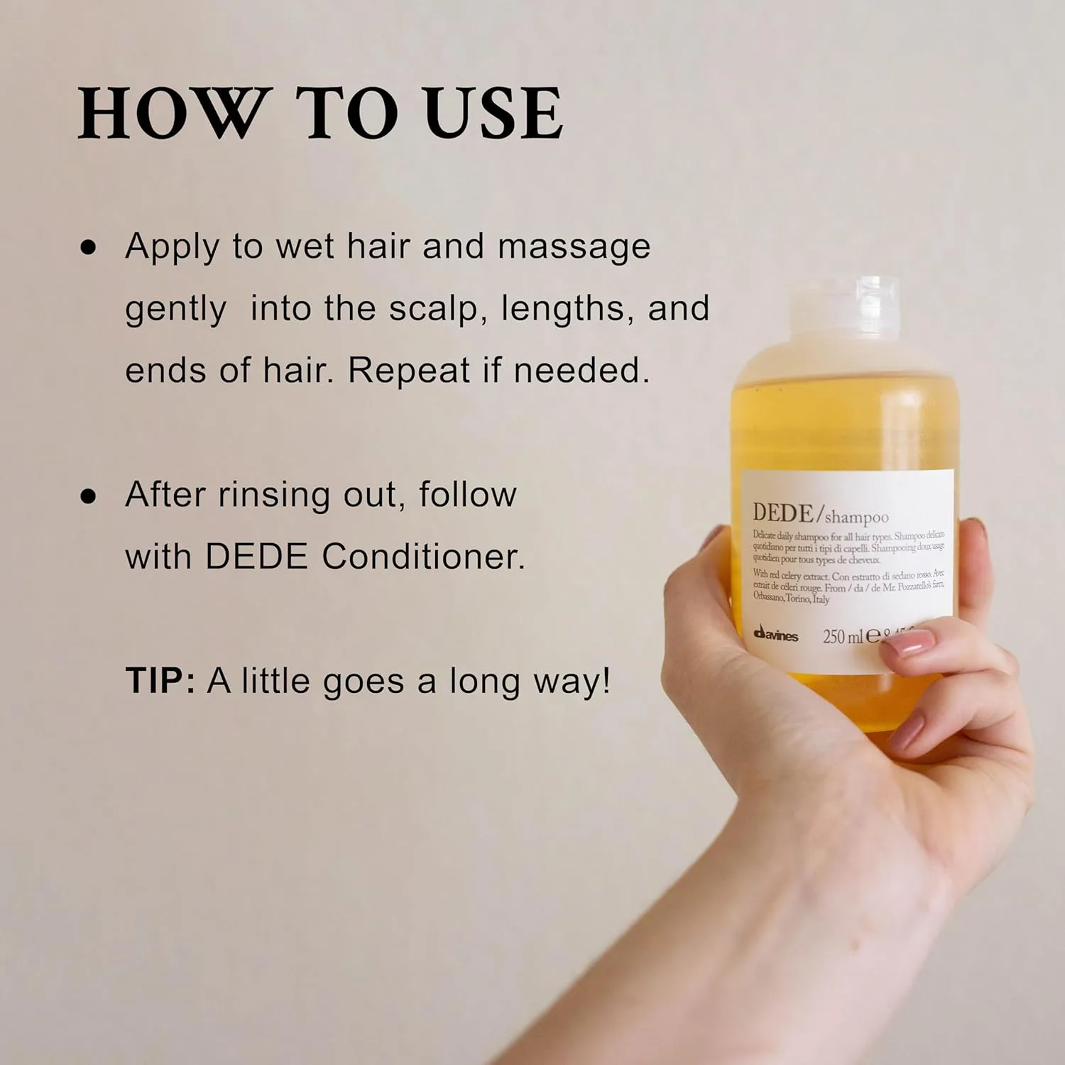 Davines DEDE шампунь, нежный ежедневный очиститель для тонких волос, с экстрактом красного сельдерея, 250 мл (2 шт) 248 мл (2 шт.) — фото 3
