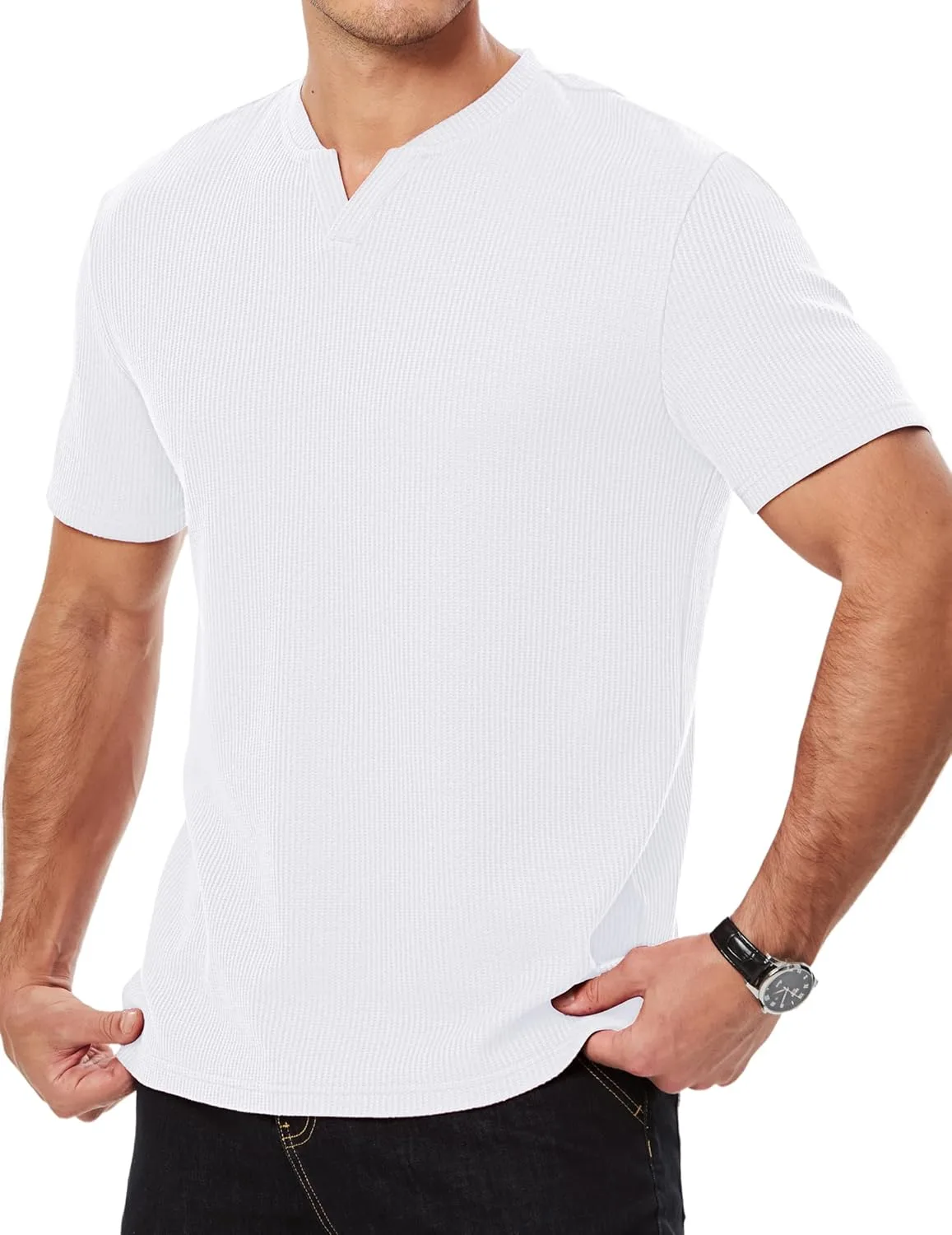 

JMIERR мужская футболка V-образный вырез хенли короткий рукав