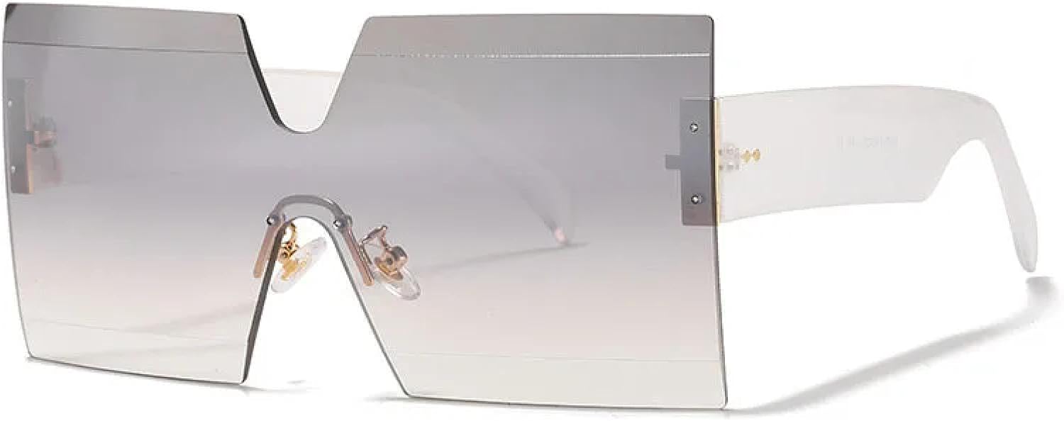 

Цельные безободковые солнцезащитные очки большого размера для женщин и мужчин, роскошные винтажные солнцезащитные очки, популярные очки с заклепками, защита от УФ-излучения UV400 TYUVIVO, Silver