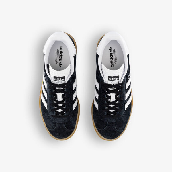 Замшевые низкие кеды Gazelle Bold с фирменным декором Adidas, черный — фото 2