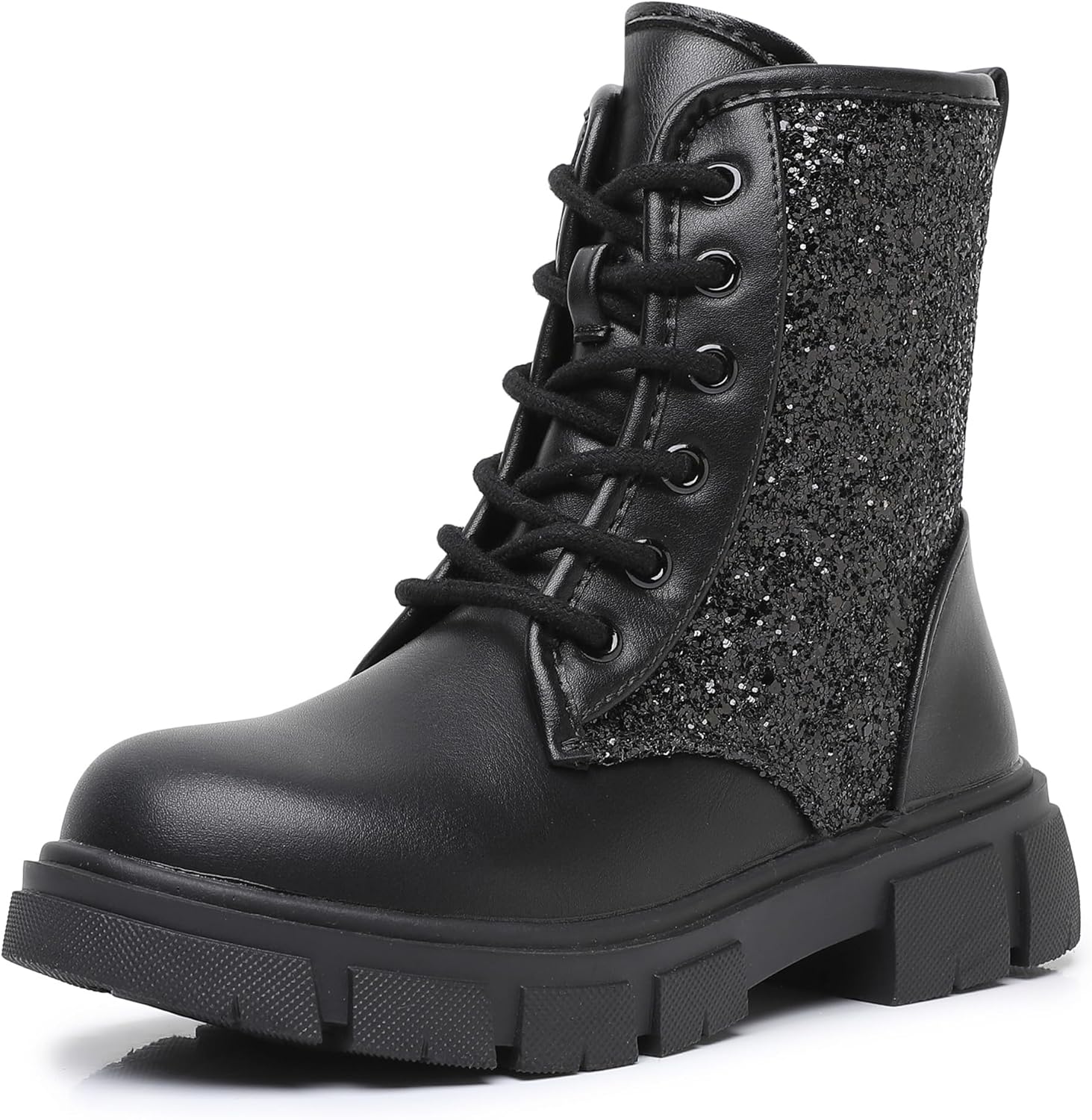 

Детские ботинки Apakowa для девочек, модные ботильоны с боковой застежкой-молнией (младший/старший ребенок), черный