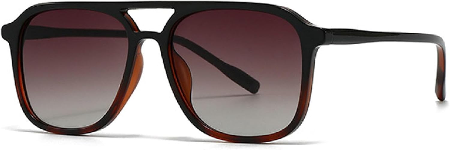 

Мужские солнцезащитные очки в стиле ретро с двойной перемычкой, модные, зеленые, с защитой от УФ-излучения UV400, женские, трендовые, с градиентным переходом цвета TVTBBVV, Black Amber Tea