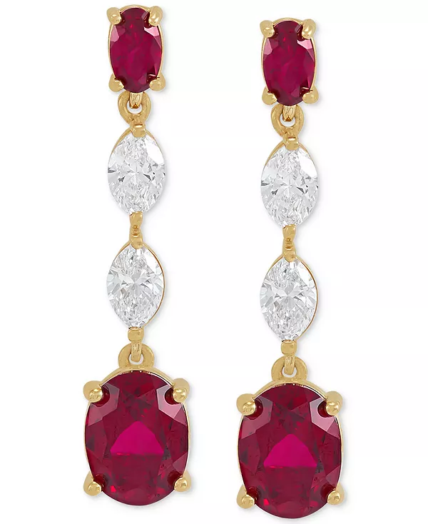 

Серьги-Подвески с выращенными в лаборатории изумрудами (2-3/4 карата) и бриллиантами (3/4 карата) из 14-каратного золота (также с выращенными в лаборатории рубинами и сапфирами) Grown With Love, ruby