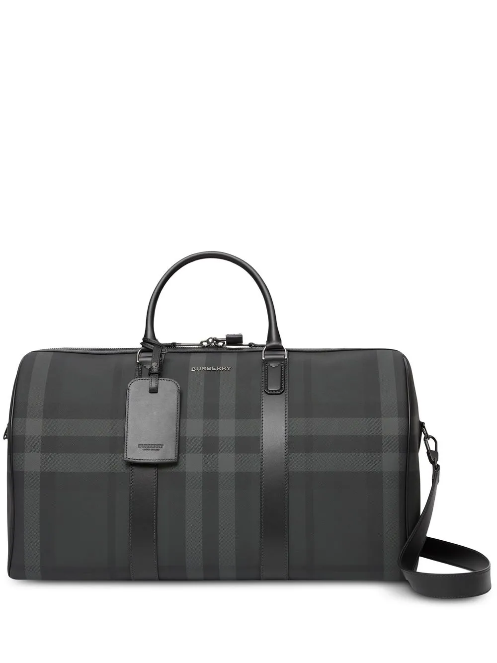 

Клетчатая дорожная сумка из искусственной кожи BURBERRY, серый