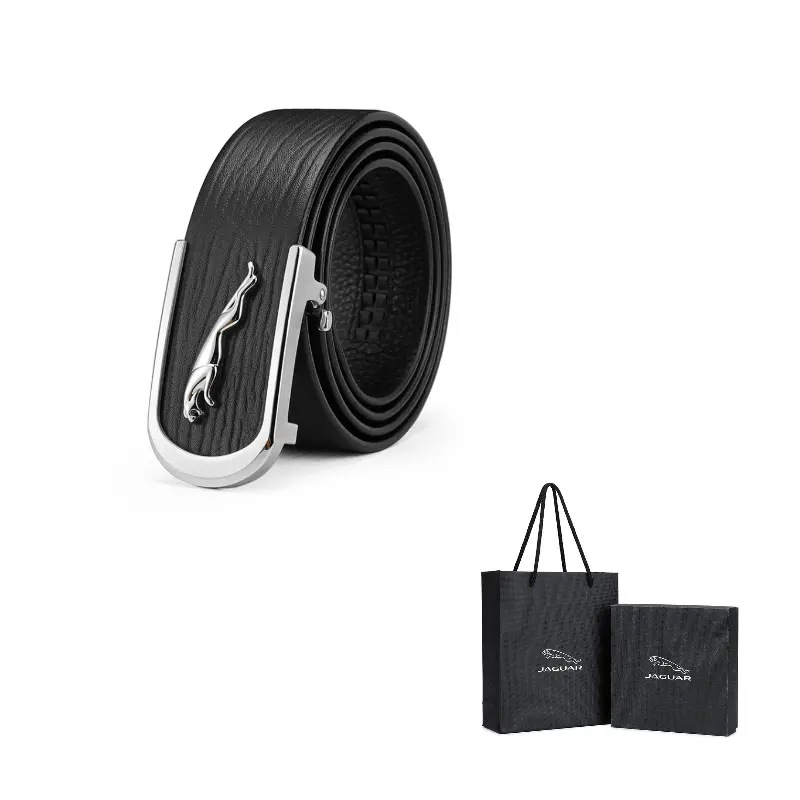

JAGUAR Мужской кожаный ремень из коровьей кожи черный шириной 3.7 см, Black