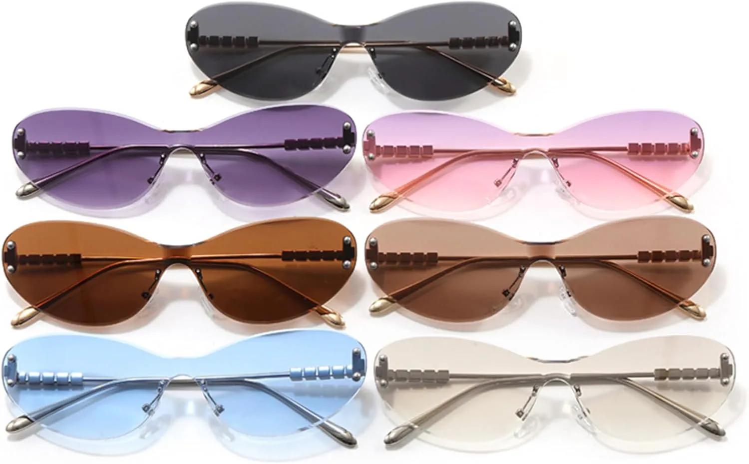 

Женские солнцезащитные очки Bullabulling без оправы «кошачий глаз», винтажные, с градиентным переходом цвета, металлическая оправа, защита от ультрафиолета UV400, C1