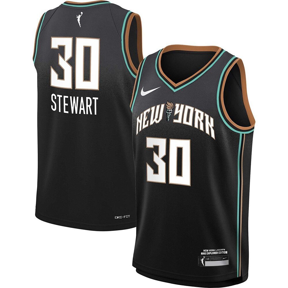 Молодежная футболка Nike Breanna Stewart Black New York Liberty Swingman Player — Explorer Edition, цвет Nyl Multi