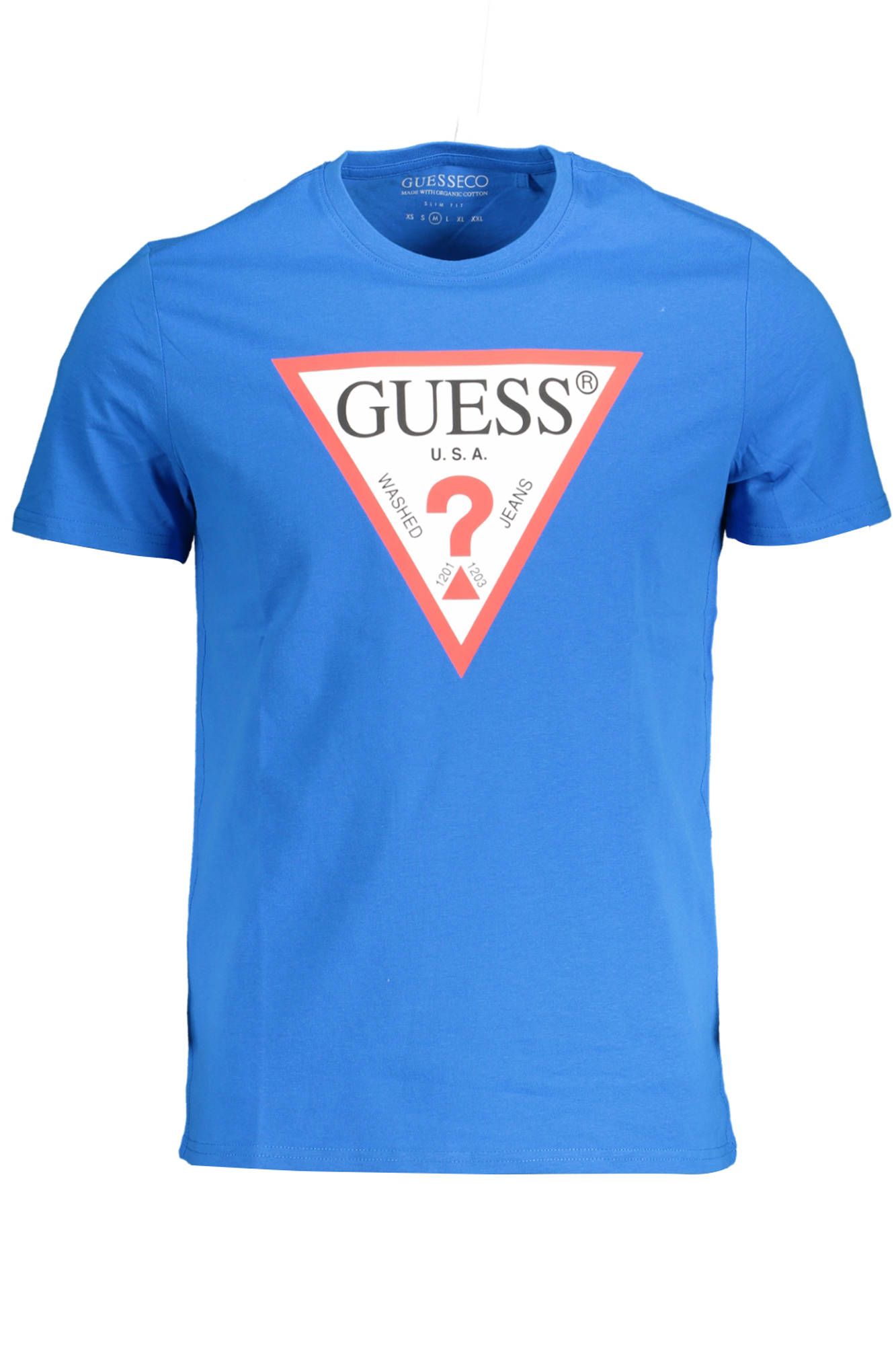 

Синяя хлопковая мужская футболка Guess Shoes