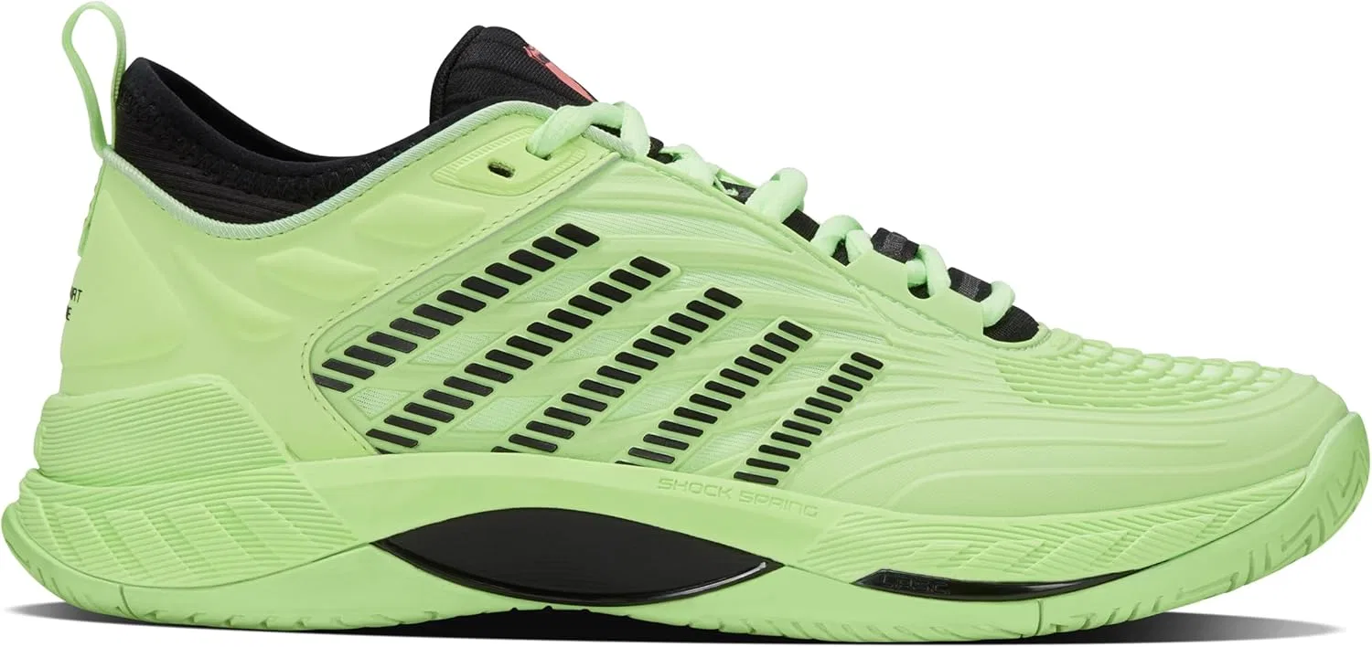 Кроссовки для тенниса K-Swiss Hypercourt Supreme 2, мужские, цвет Soft Neon Green/Black/Neon Lava