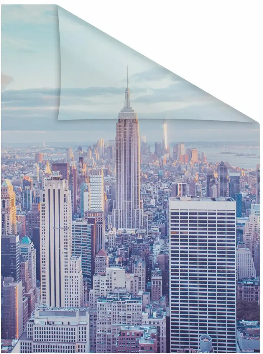 

LICHTBLICK ORIGINAL оконная пленка "New York", 1 шт., непрозрачная, структурированные клейкие точки, самоклеящаяся, защита конфиденциальности 100х130 см, синий/оранжевый/серый