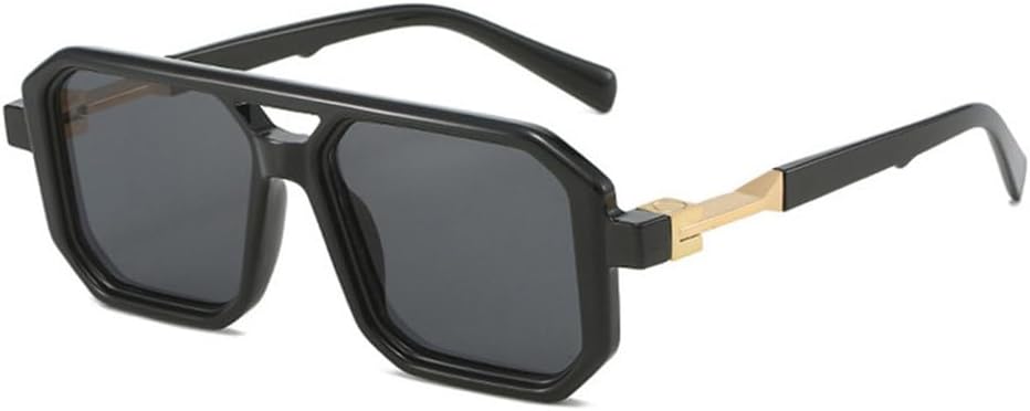 

Солнцезащитные очки с двойной перемычкой для женщин, модные градиентные очки с защитой от УФ-излучения UV400, ретро-многоугольные солнцезащитные очки для мужчин generic, Black Gray