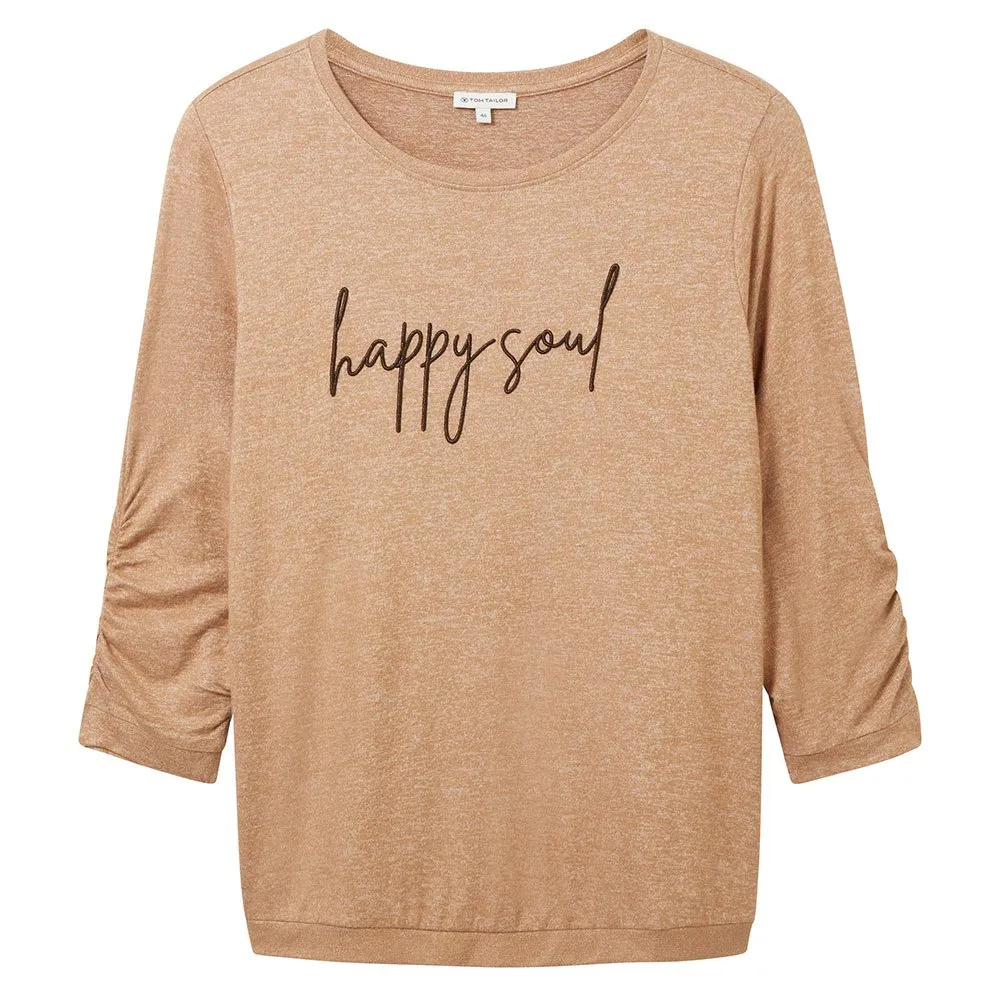 

Футболка Tom Tailor 1038833 Cosy Wording 3/4 sleeve, коричневый