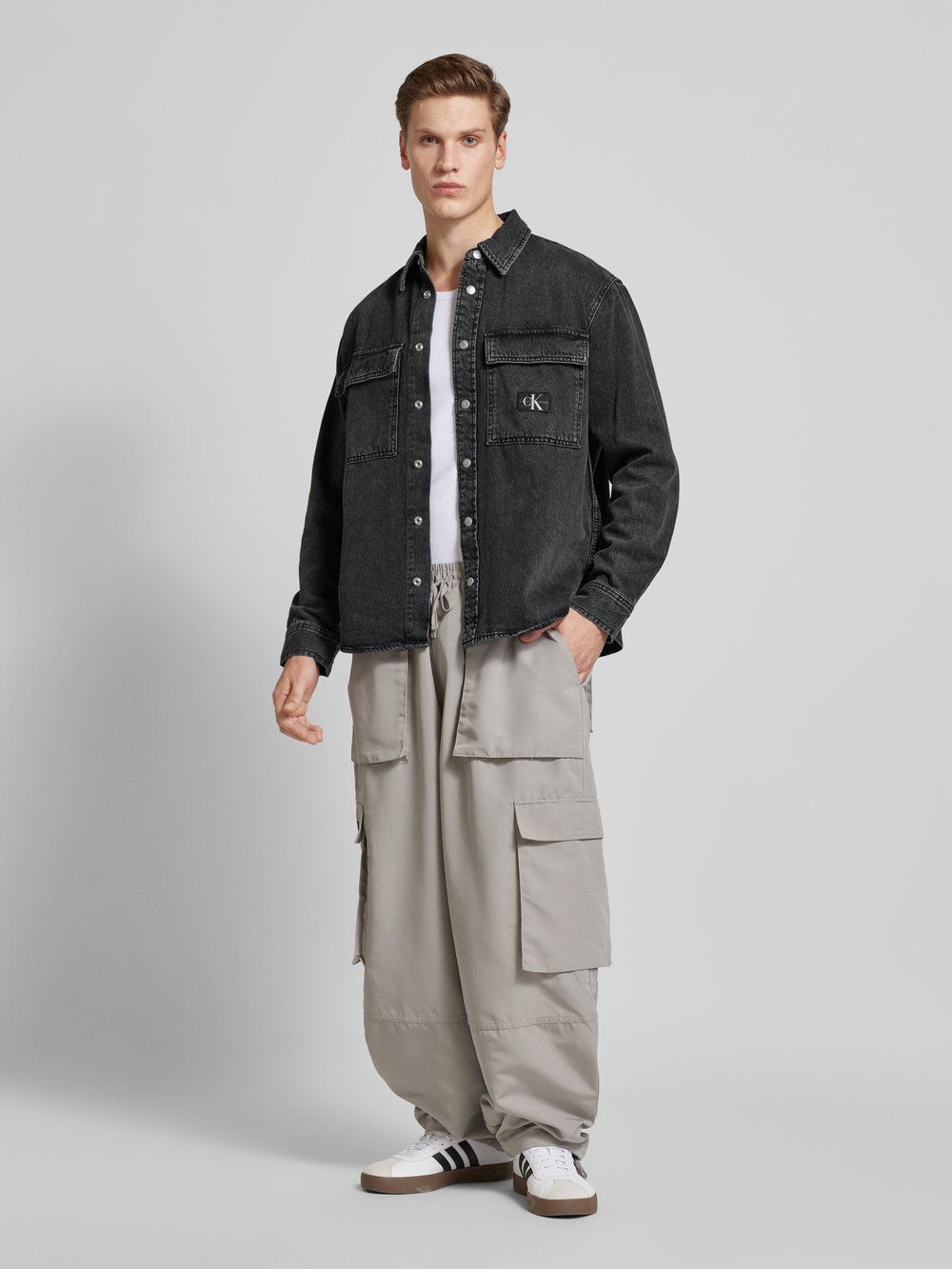 

Джинсовая рубашка из чистого хлопка Calvin Klein Jeans, черный