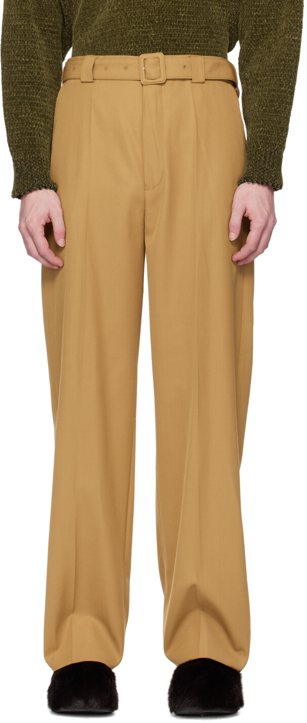 

Брюки цвета загара с поясом Dries Van Noten