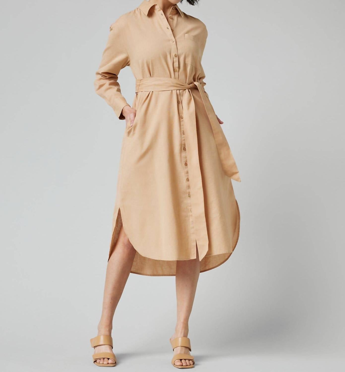 

Платье Петра с застежкой на пуговицы в бежевом цвете DOWNEAST