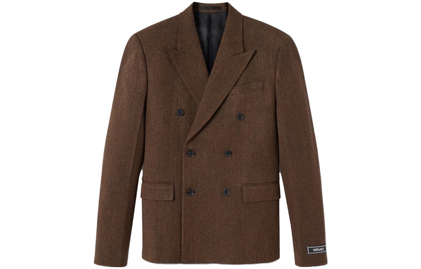 

VERSACE Двубортный шерстяной пиджак, Brown