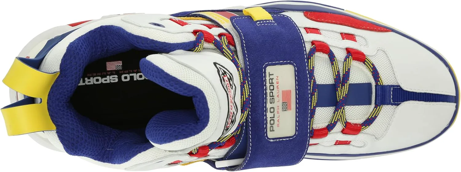 Мужские высокие кроссовки Polo Ralph Lauren Ps100 с многоцветным принтом, белый — фото 4
