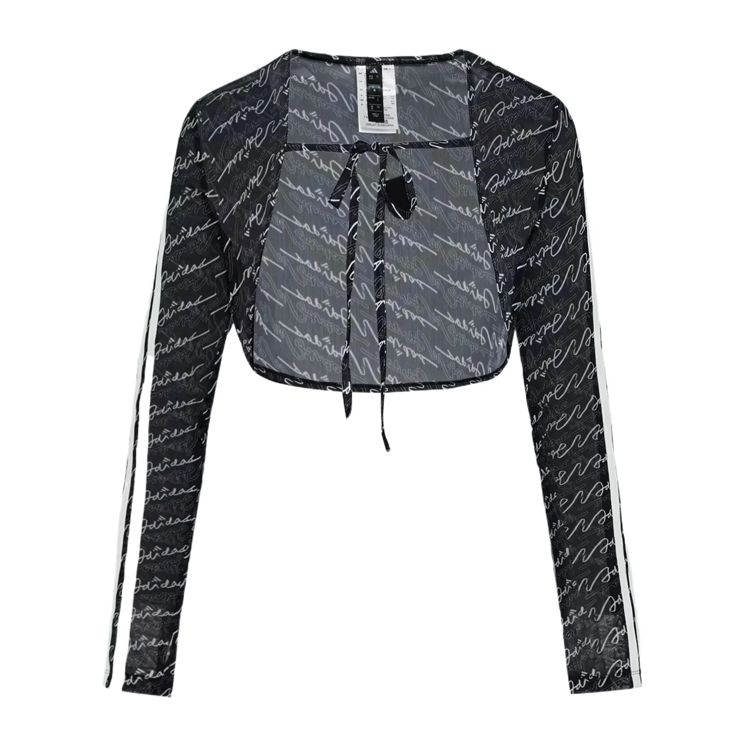 Adidas Короткое пальто женское черное/разноцветное со шнуровкой