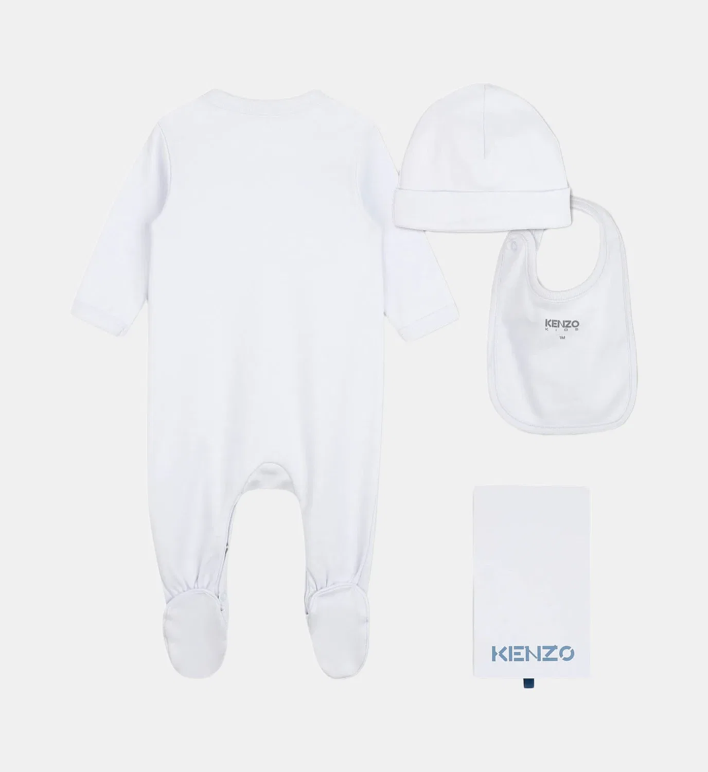 Комплект из пижамы, шапочки и нагрудника Kenzo Kids, белый — фото 2