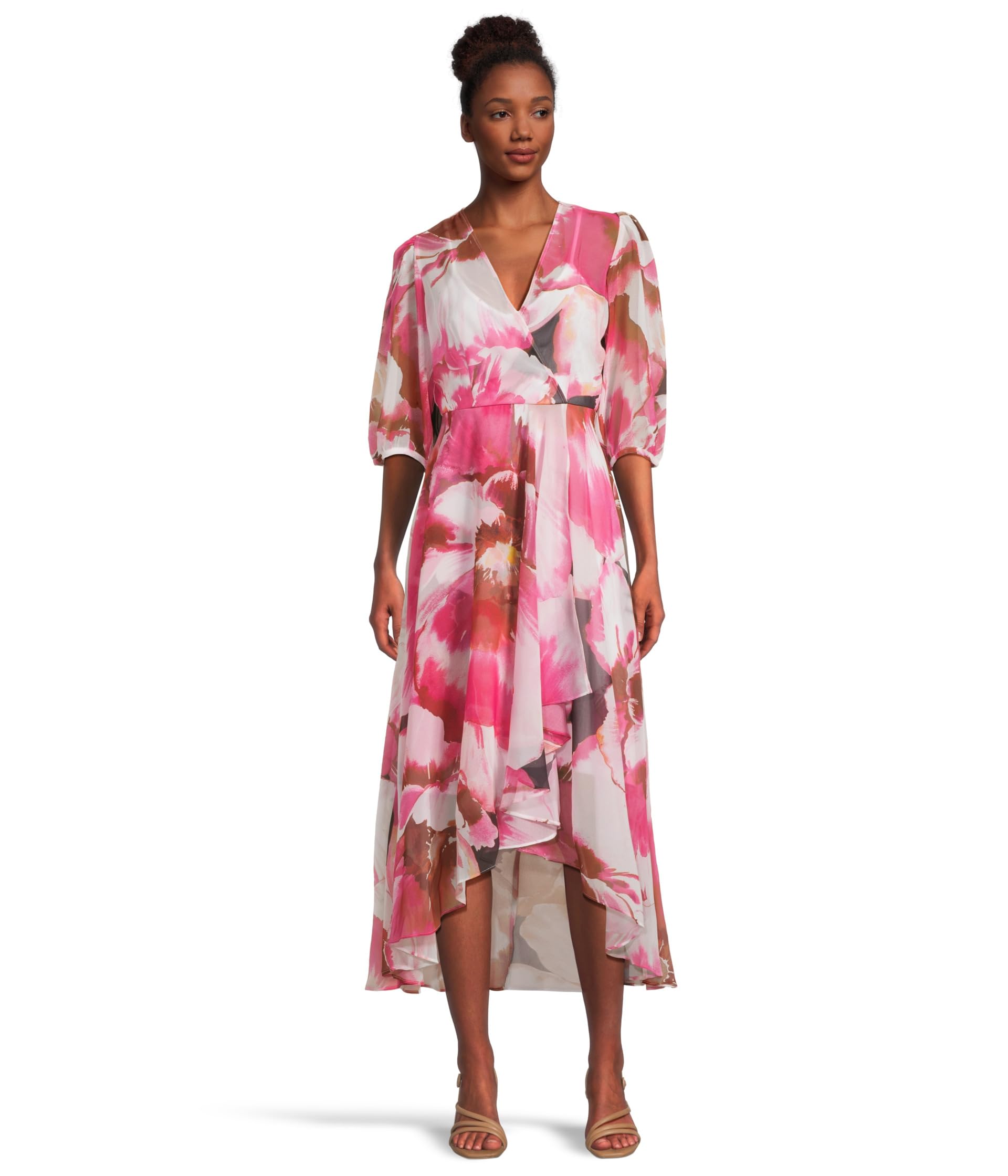 

Платье Calvin Klein Chiffon Floral Faux Wrap, Hibiscus Multi