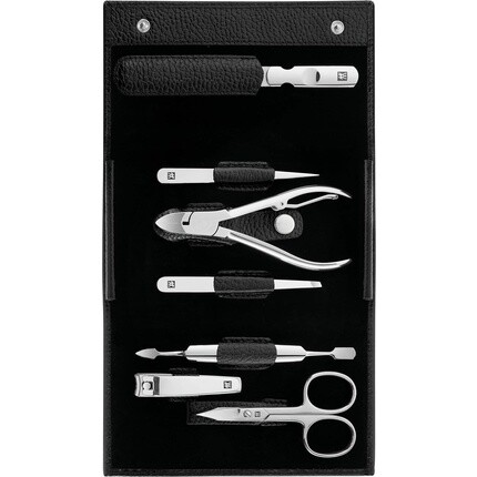 

ZWILLING Маникюрный и педикюрный набор Дорожный футляр Набор для ухода за ногтями Кожа 7 предметов Черный