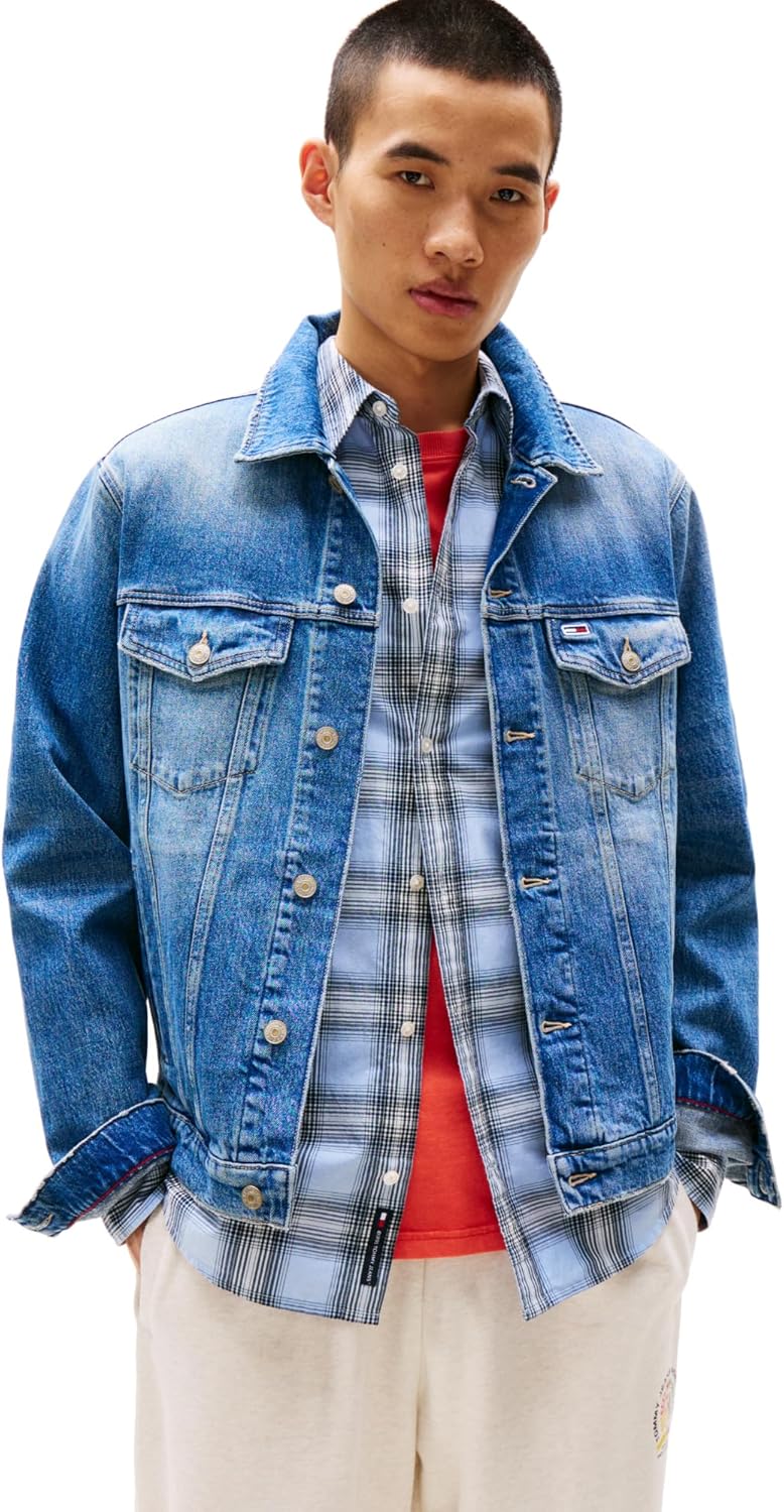 

Мужская легкая джинсовая куртка Trucker с вышитым логотипом Tommy Jeans Tommy Hilfiger, Denim Medium