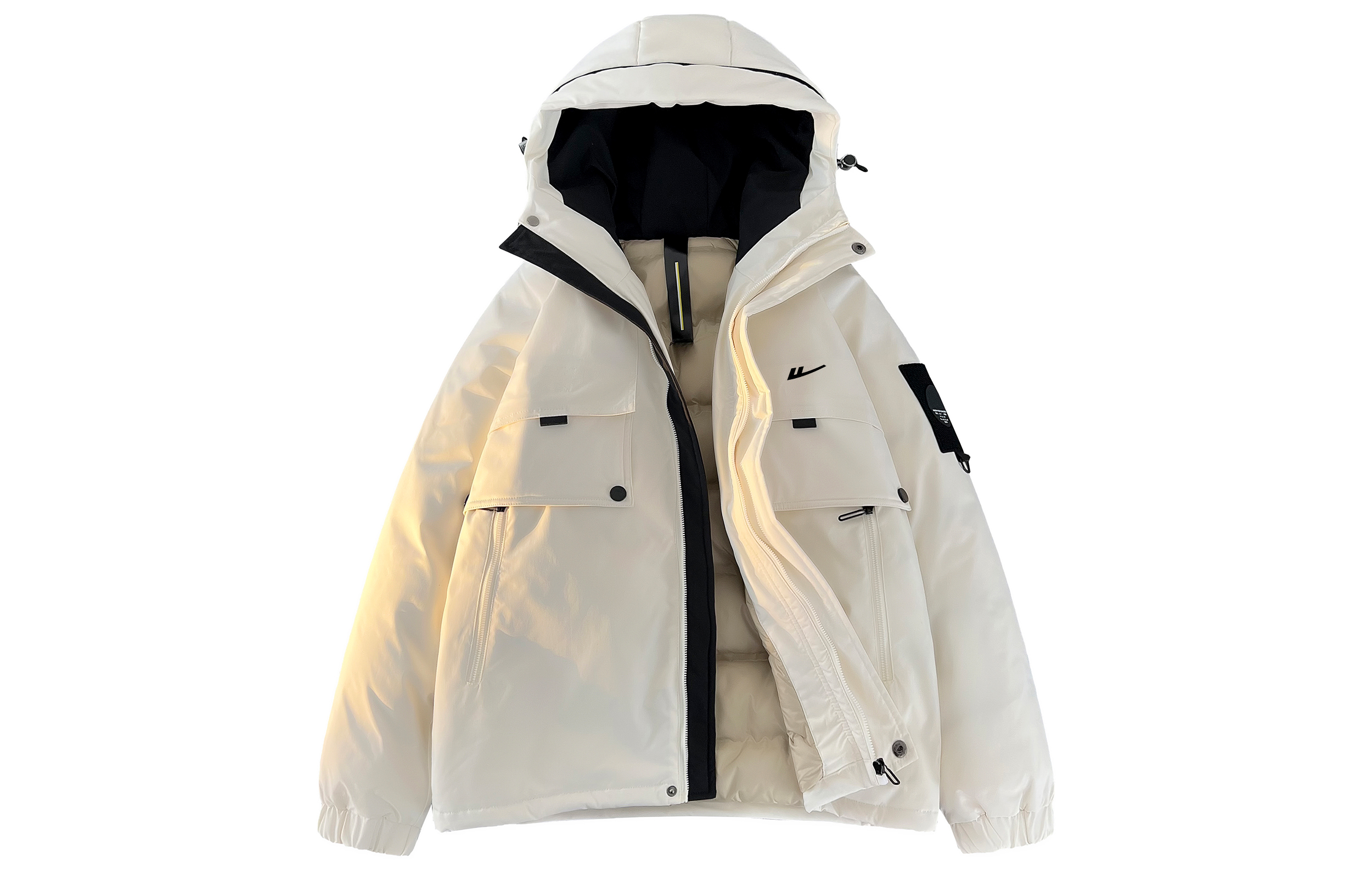 

Пуховик женский с капюшоном утепленный Others WARRIOR, бежевый[free diy brand merch]