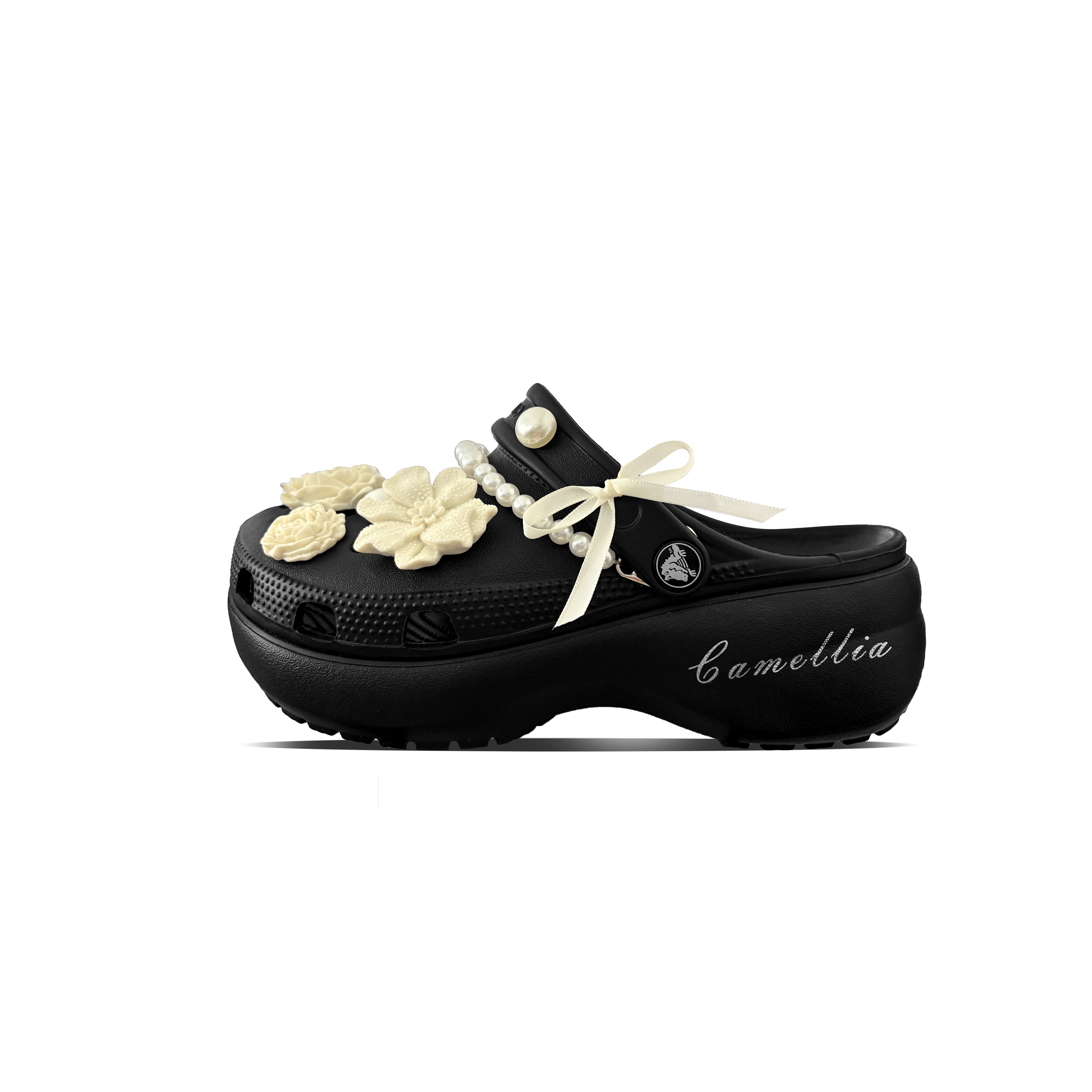 Crocs Классические женские сабо бежево-черного цвета