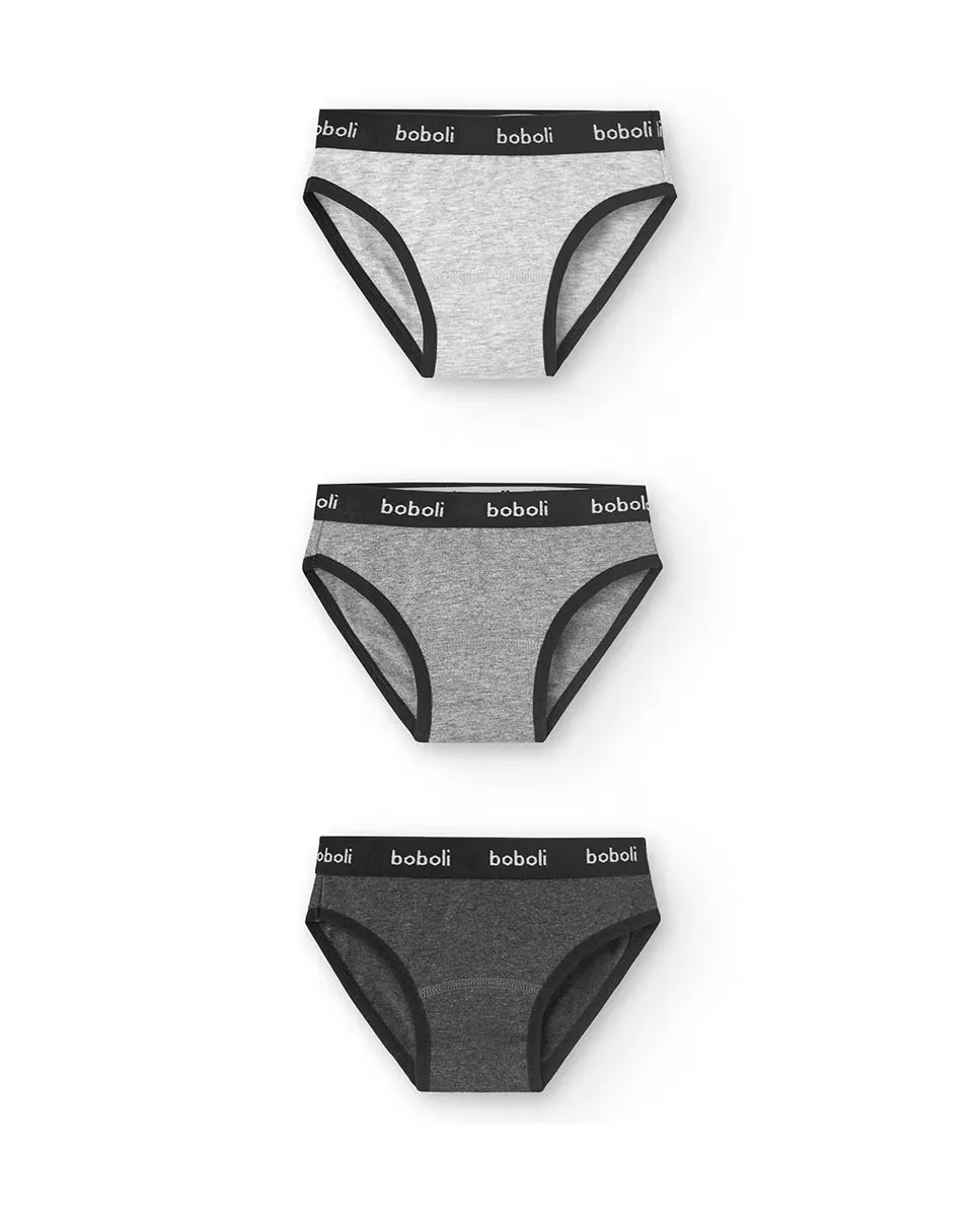 

Комплект из 3 трусиков для девочек с логотипом на талии Boboli, серый