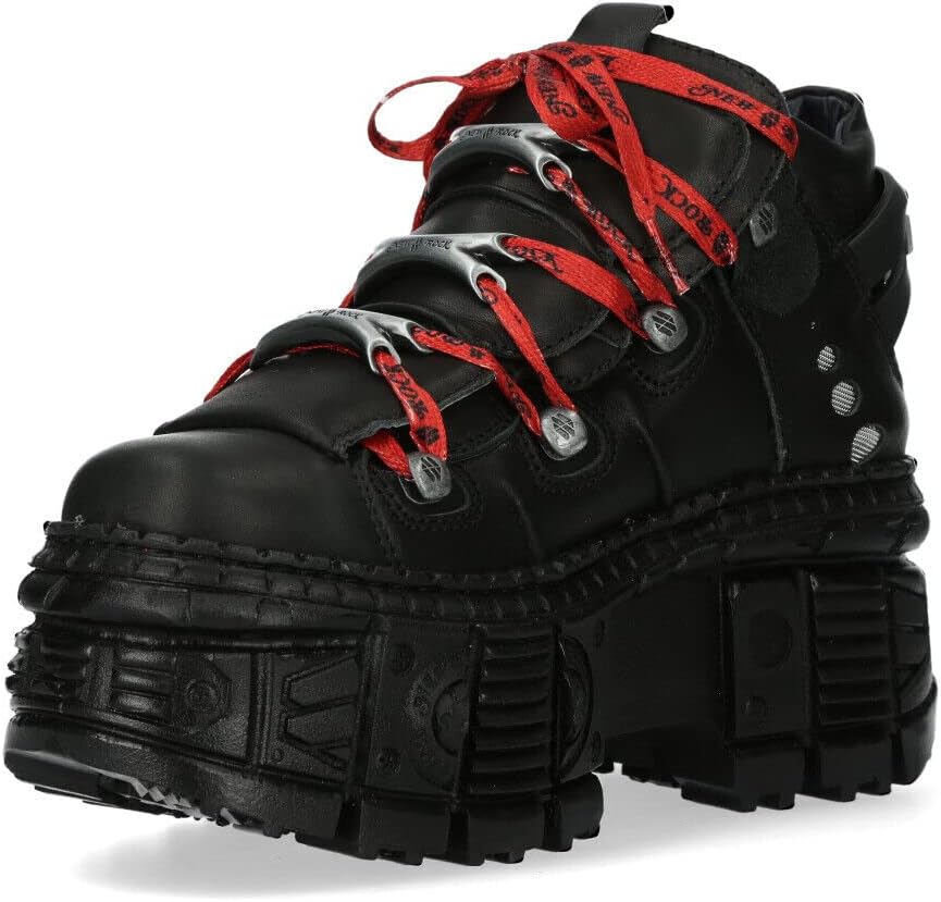 Ботинки New Rock WALL106-C9 унисекс из черной металлической кожи с платформой в готическом стиле — фото 4