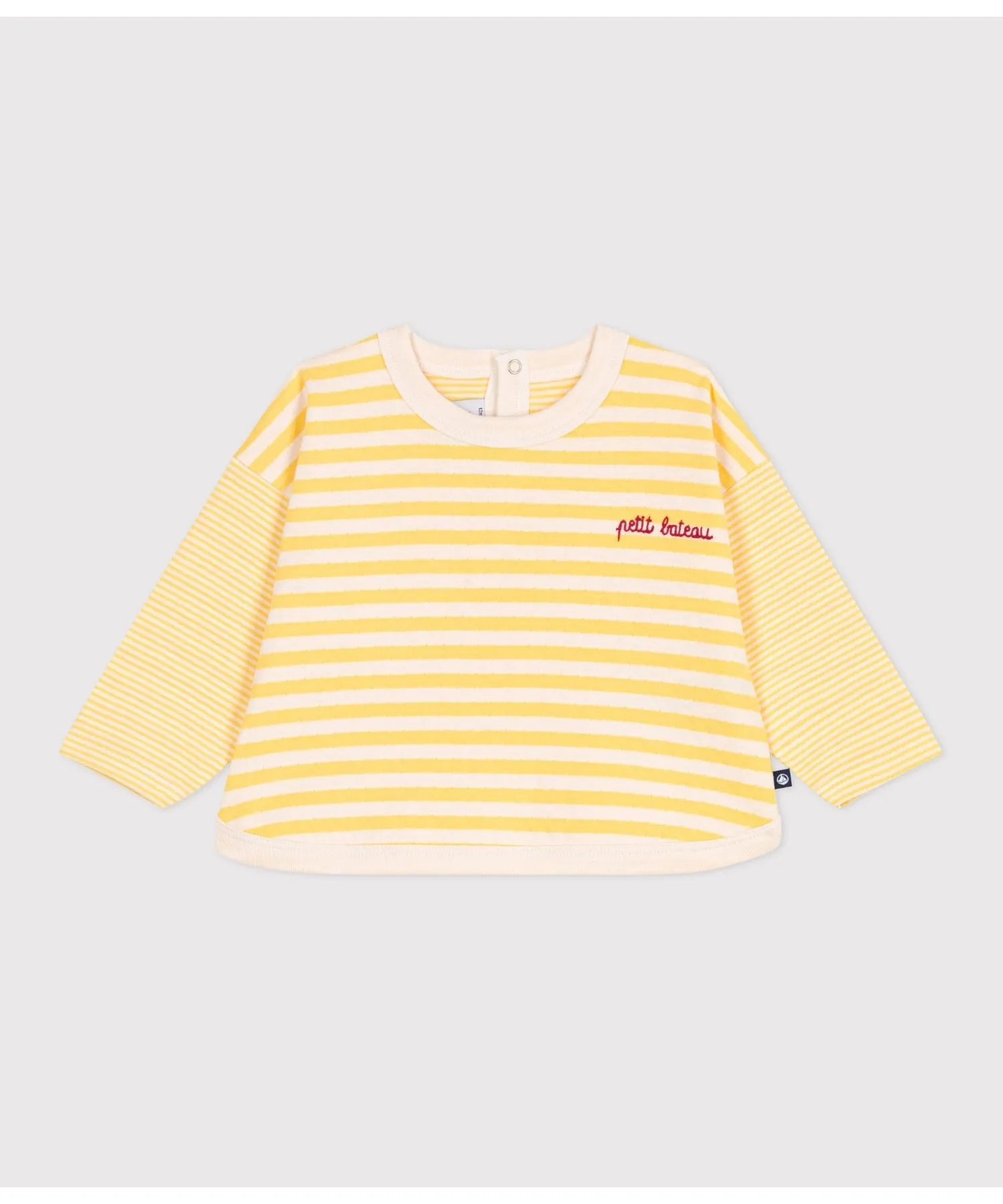 Детская футболка длинный рукав с полосками PETIT BATEAU желтая