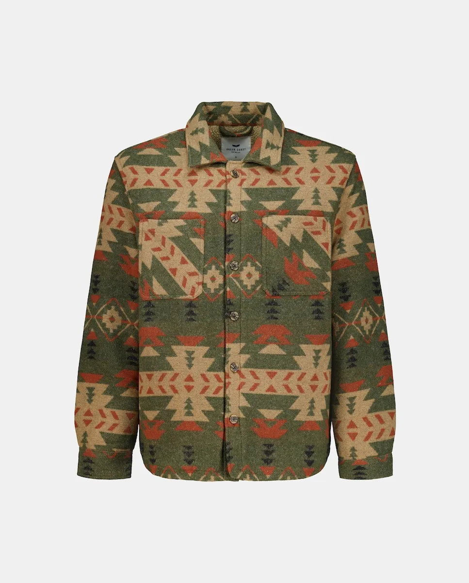 

Мужская рубашка-оверсайз с принтом и подкладкой из овечьей шерсти Green Coast, зеленый